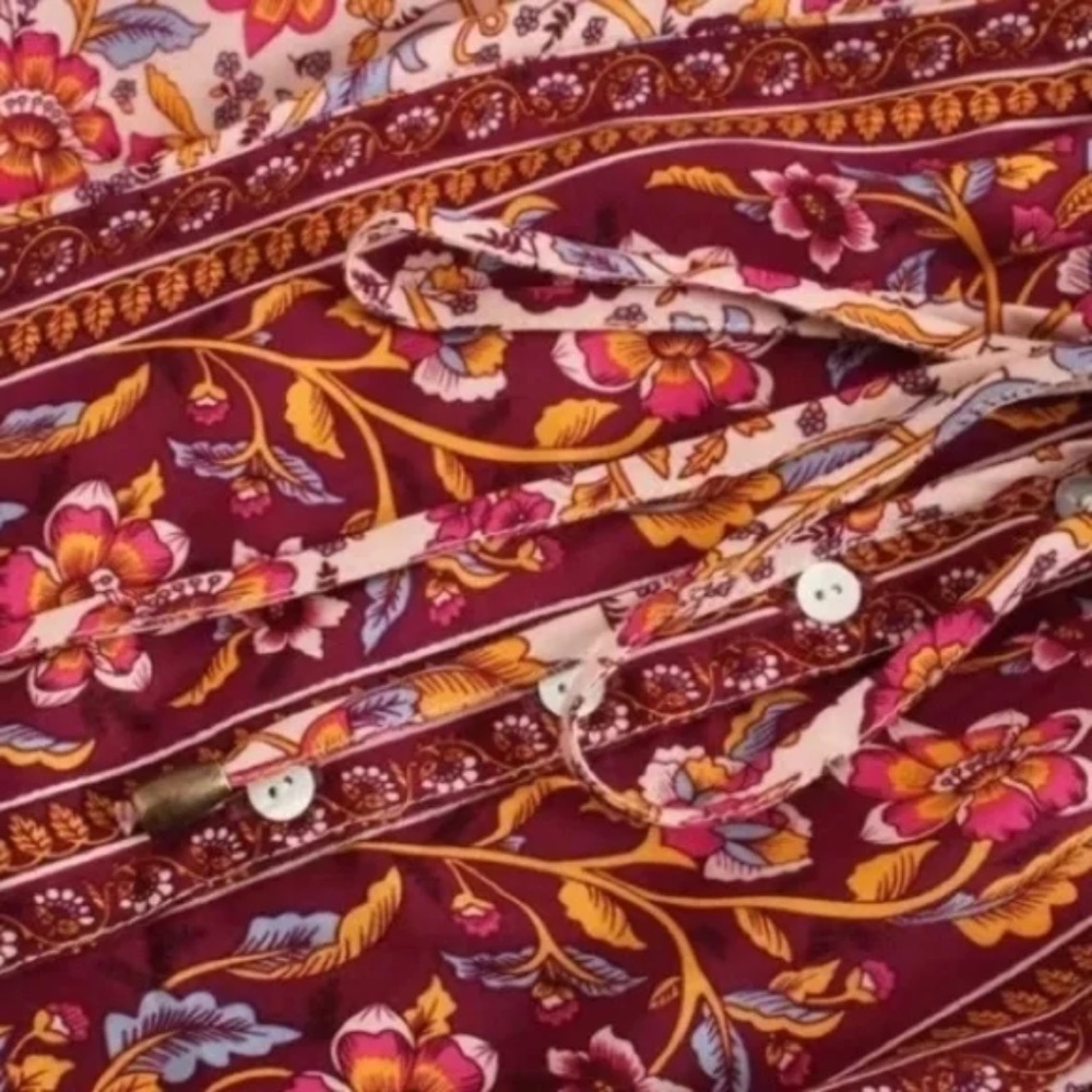 SOLD OUT Pink Bohemian Button Front Floral Dress - Picture 7 of 10